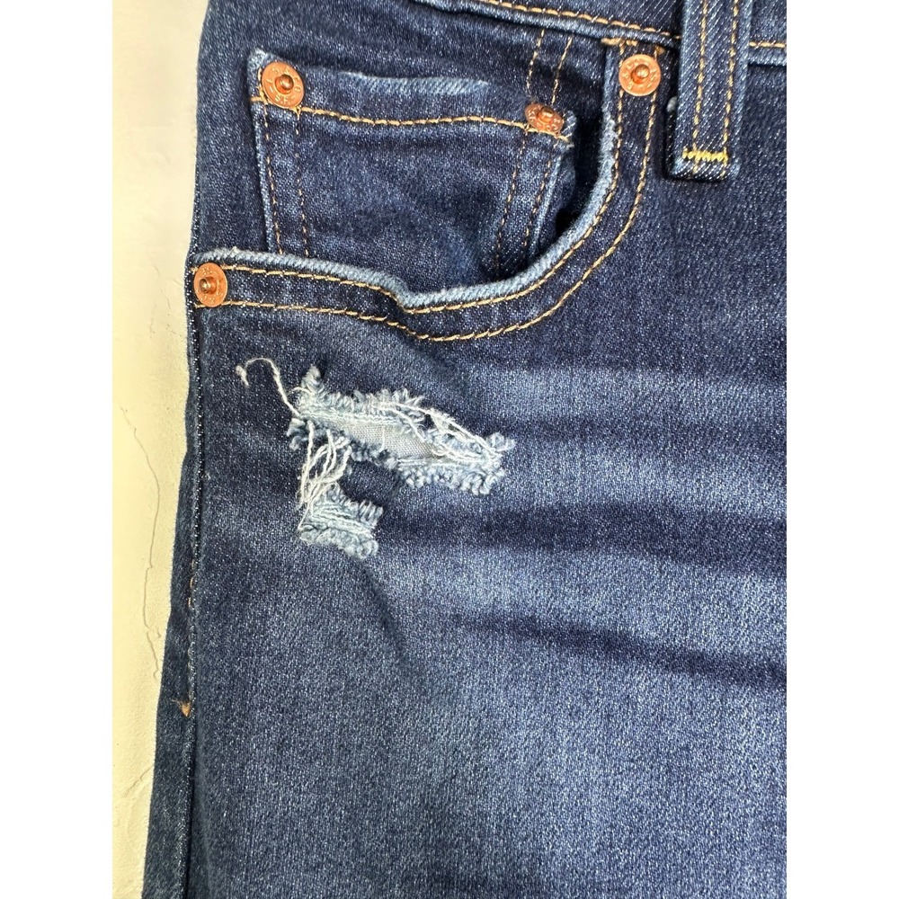 Levis Ribcage Straight Ankle Jeans Dark Distressed High Rise 26x27 72693-0133 - Picture 12 of 16